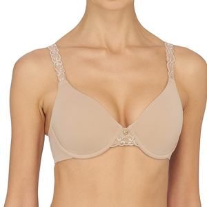 NEW Natori Pure Luxe Custom Coverage Contour Underwire Bra 32DD Beige